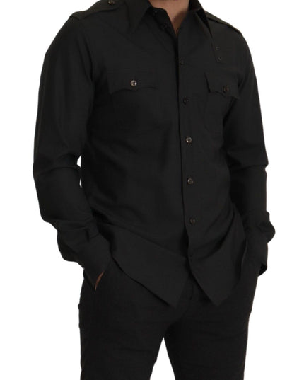Dolce & Gabbana Dark Green Cotton Slim Fit Casual Men Shirt