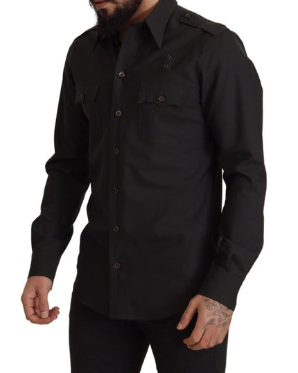 Dolce & Gabbana Dark Green Cotton Slim Fit Casual Men Shirt
