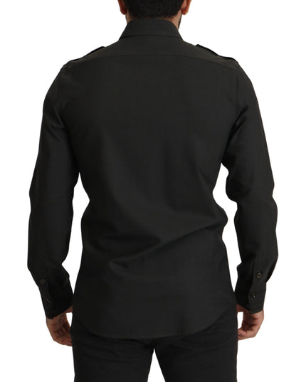 Dolce & Gabbana Dark Green Cotton Slim Fit Casual Men Shirt