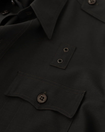 Dolce & Gabbana Dark Green Cotton Slim Fit Casual Men Shirt