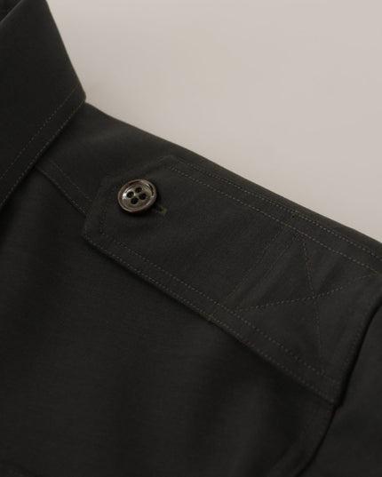 Dolce & Gabbana Dark Green Cotton Slim Fit Casual Men Shirt
