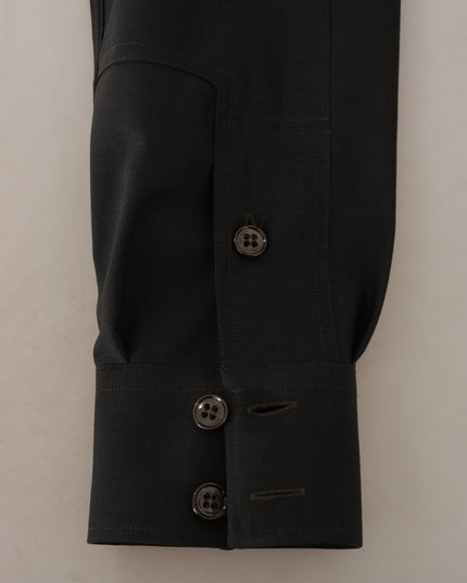 Dolce & Gabbana Dark Green Cotton Slim Fit Casual Men Shirt