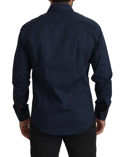 Roberto Cavalli Navy Blue Cotton Dress Formal Shirt
