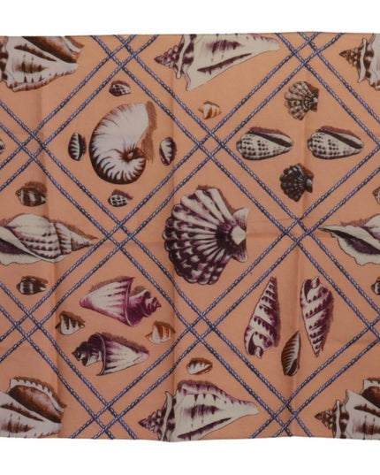Dolce & Gabbana Blue Linen Seashell Pattern Mens Wrap Shawl Scarf