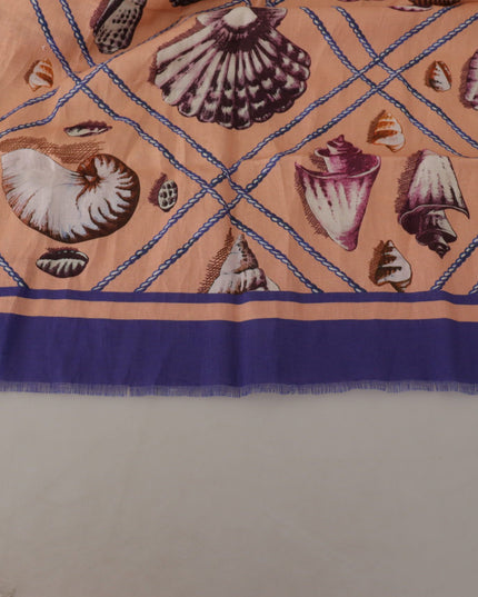 Dolce & Gabbana Blue Linen Seashell Pattern Mens Wrap Shawl Scarf