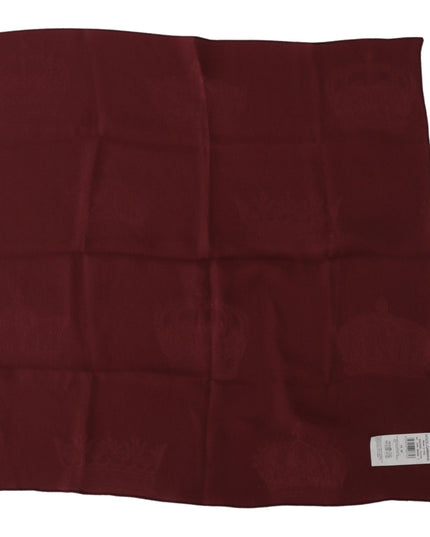 Dolce & Gabbana Maroon Silk Crown Square Wrap Handkerchief Scarf