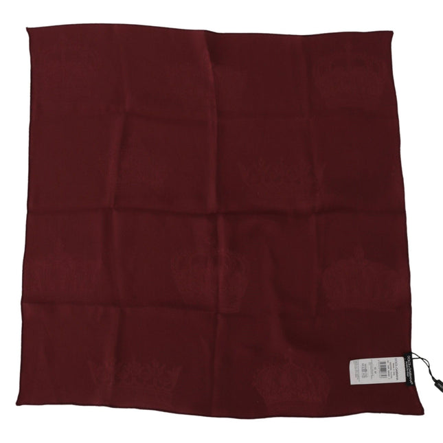 Dolce & Gabbana Maroon Silk Crown Square Wrap Handkerchief Scarf