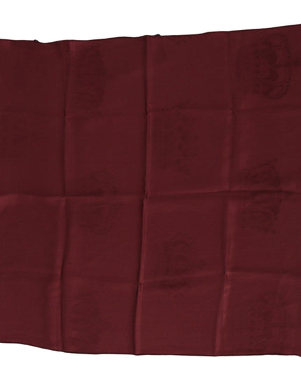 Dolce & Gabbana Maroon Silk Crown Square Wrap Handkerchief Scarf
