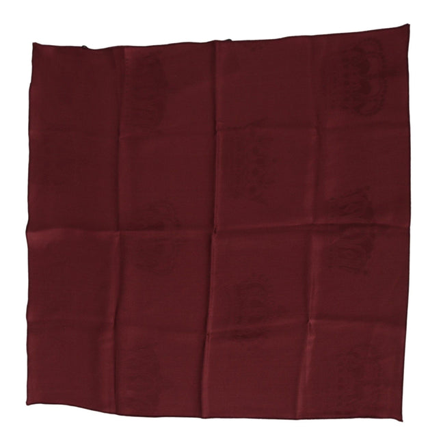Dolce & Gabbana Maroon Silk Crown Square Wrap Handkerchief Scarf