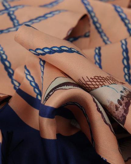 Dolce & Gabbana Multicolor Seashell Patterned DG Logo Shawl Fringe Silk Scarf