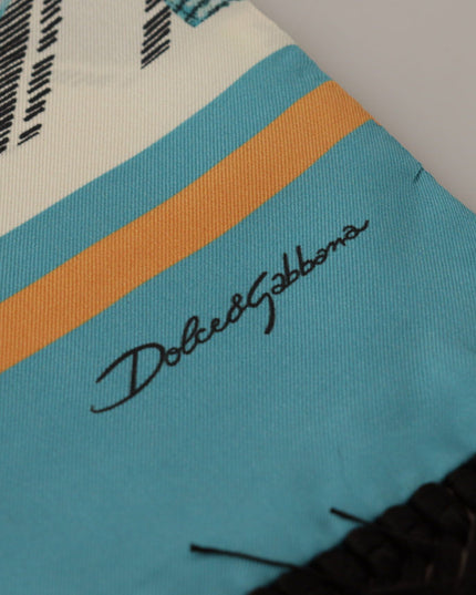 Dolce & Gabbana Multicolor Seashells DG Print Silk Shawl Fringe Scarf