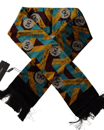 Dolce & Gabbana Multicolor DG Logo Print Shawl Wrap Fringe Scarf