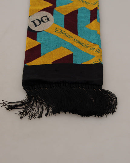 Dolce & Gabbana Multicolor DG Logo Print Shawl Wrap Fringe Scarf