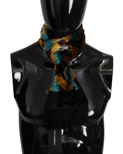 Dolce & Gabbana Multicolor DG Logo Print Shawl Wrap Fringe Scarf