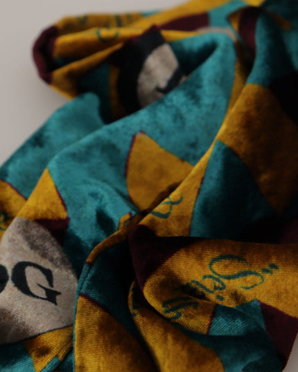 Dolce & Gabbana Multicolor DG Logo Print Shawl Wrap Fringe Scarf