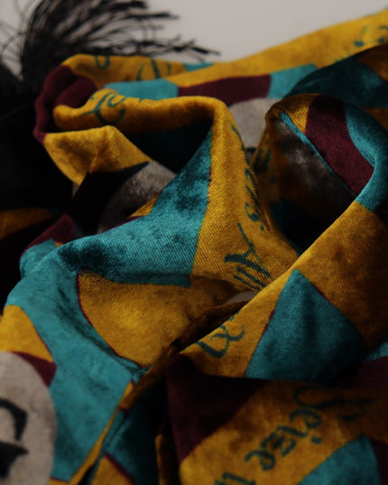 Dolce & Gabbana Multicolor DG Logo Print Shawl Wrap Fringe Scarf