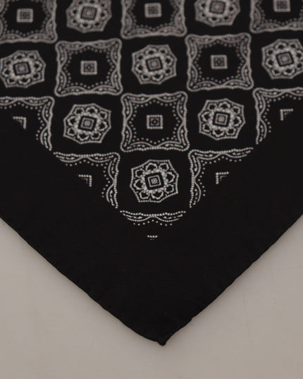 Dolce & Gabbana Black Geometric Patterned Square Handkerchief Scarf