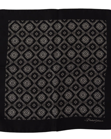 Dolce & Gabbana Black Geometric Patterned Square Handkerchief Scarf