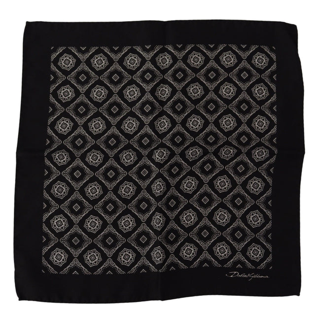 Dolce & Gabbana Black Geometric Patterned Square Handkerchief Scarf