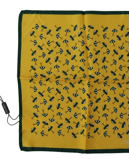 Dolce & Gabbana Yellow Printed DG Logo Square Mens Handkerchief Scarf