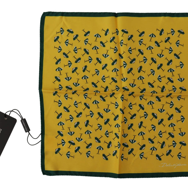Dolce & Gabbana Yellow Printed DG Logo Square Mens Handkerchief Scarf