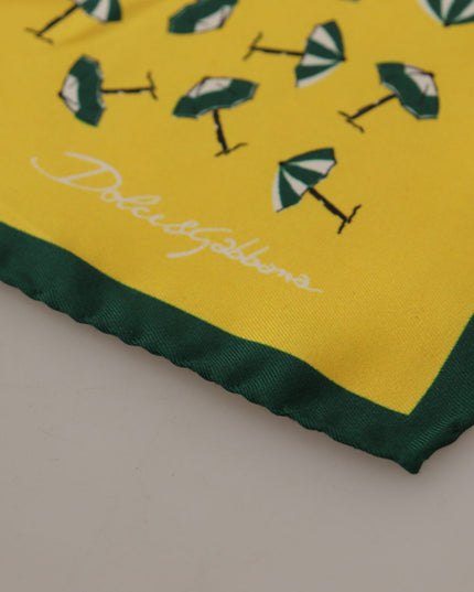 Dolce & Gabbana Yellow Printed DG Logo Square Mens Handkerchief Scarf
