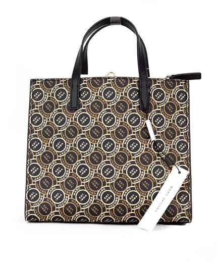 Marc Jacobs Mini Grind Signet Printed Leather Crossbody Tote Handbag Purse