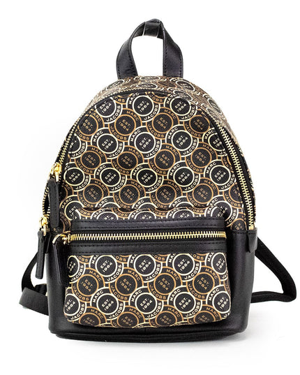 Marc Jacobs Signet Mini Black Logo Printed Leather Shoulder Backpack Bookbag