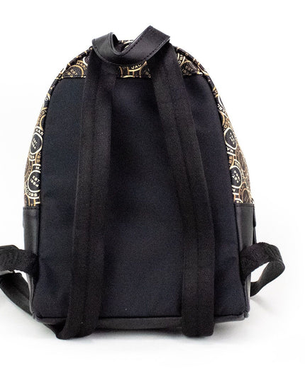 Marc Jacobs Signet Mini Black Logo Printed Leather Shoulder Backpack Bookbag