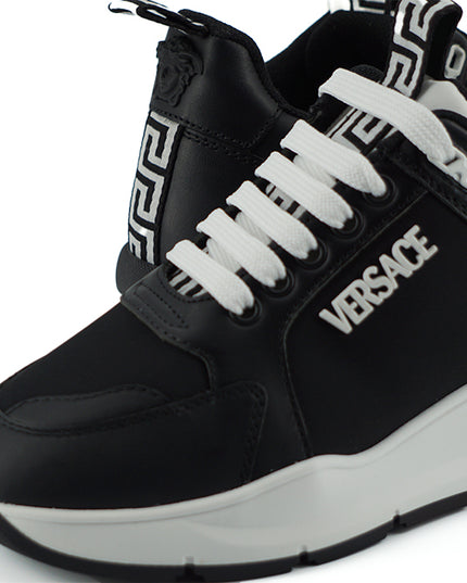 Versace Elegant Monochrome Leather Sneakers