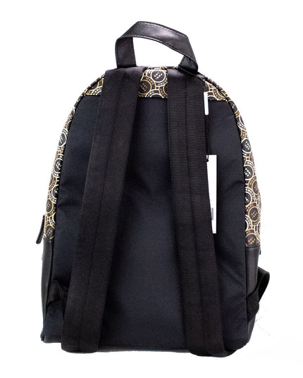 Marc Jacobs Signet Medium Black Logo Printed Leather Shoulder Backpack Bookbag