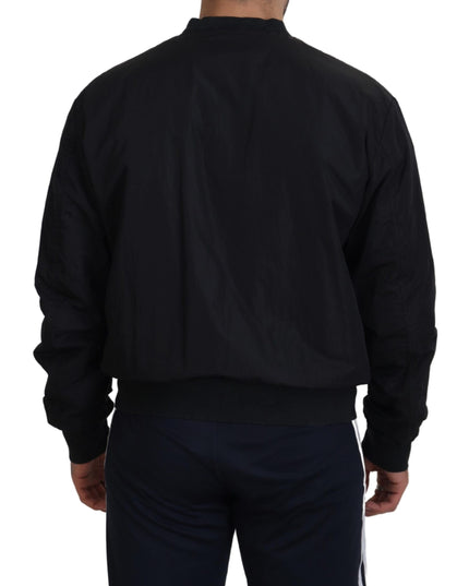 Dolce & Gabbana Black Nylon Logo Bomber Zipper Jacket