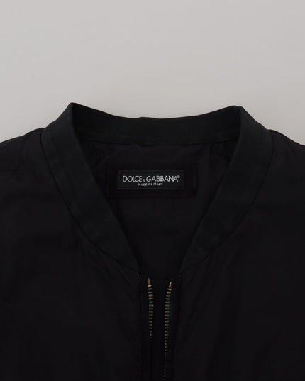 Dolce & Gabbana Black Nylon Logo Bomber Zipper Jacket