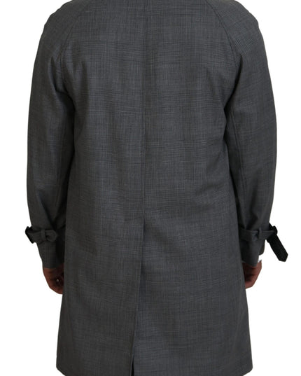 Dolce & Gabbana Gray Wool Plaid Long Trench Coat Jacket Trench Coat Jacket