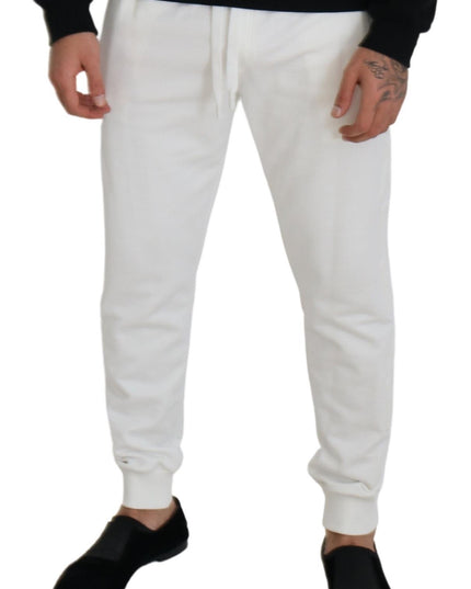 Dolce & Gabbana White Sport Logo Cotton Sweatpants Trousers Pants