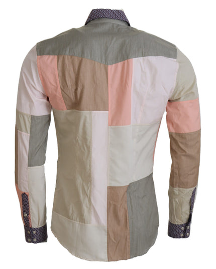 Dolce & Gabbana Multicolor Cotton Patchwork Slim Shirt
