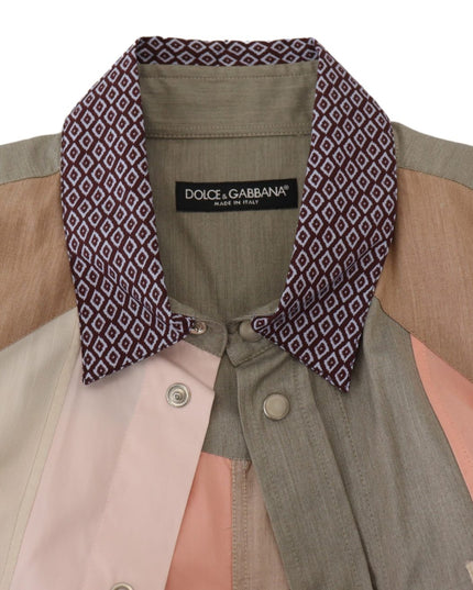Dolce & Gabbana Multicolor Cotton Patchwork Slim Shirt