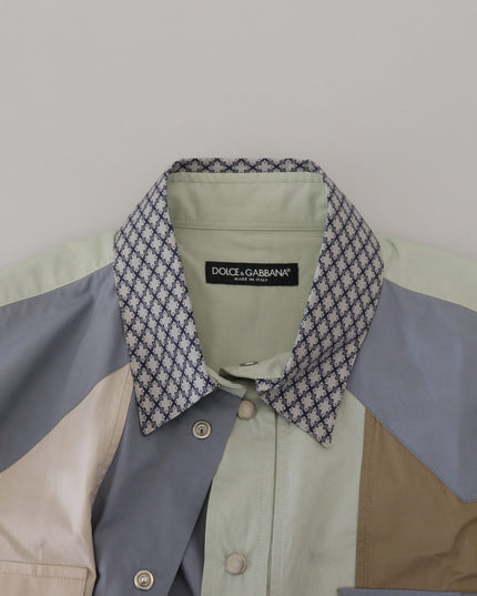 Dolce & Gabbana Multicolor Cotton Patchwork Slim Shirt