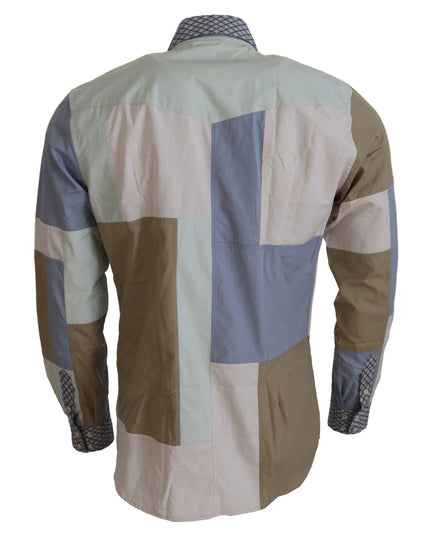Dolce & Gabbana Multicolor Cotton Patchwork Slim Shirt