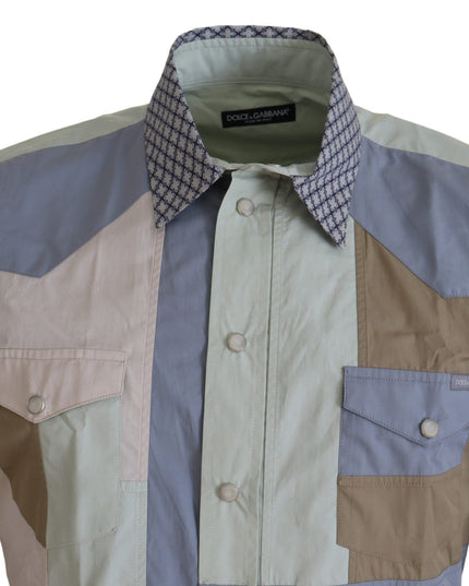 Dolce & Gabbana Multicolor Cotton Patchwork Slim Shirt