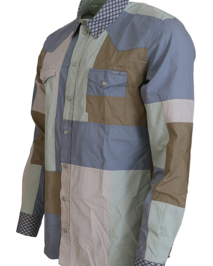 Dolce & Gabbana Multicolor Cotton Patchwork Slim Shirt
