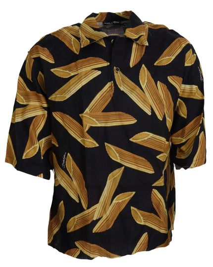 Dolce & Gabbana Black Casual Penne Rigate Linen Casual Shirt