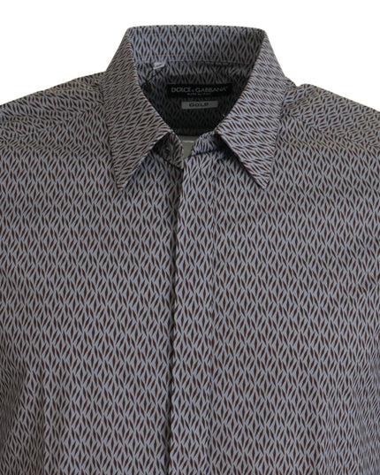 Dolce & Gabbana Gray Brown GOLD Slim Fit Dress Formal Shirt