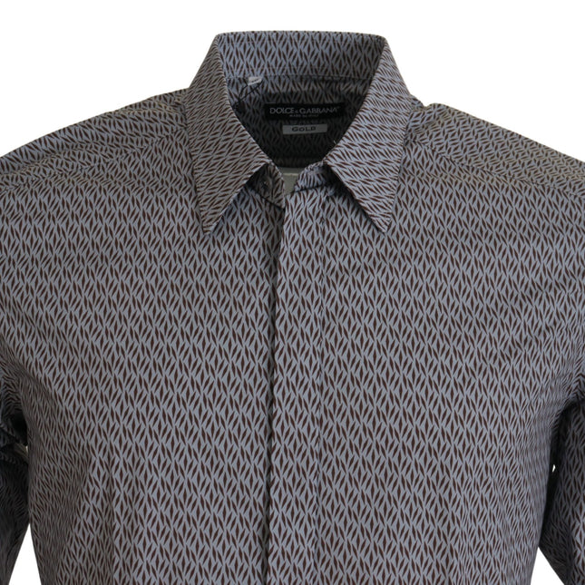 Dolce & Gabbana Gray Brown GOLD Slim Fit Dress Formal Shirt