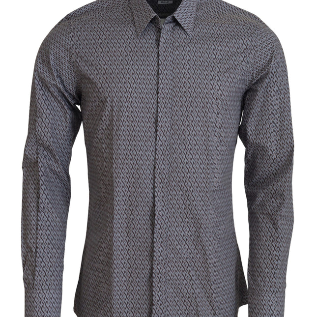 Dolce & Gabbana Gray Brown GOLD Slim Fit Dress Formal Shirt
