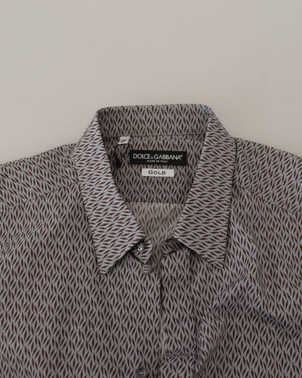 Dolce & Gabbana Gray Brown GOLD Slim Fit Dress Formal Shirt