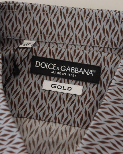 Dolce & Gabbana Gray Brown GOLD Slim Fit Dress Formal Shirt