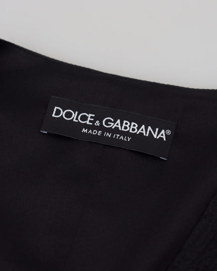 Dolce & Gabbana Black Brocade Button Down Sleeveless Vest Top