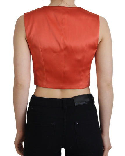 Dolce & Gabbana Orange Sleeveless Waistcoat Cropped Vest Top