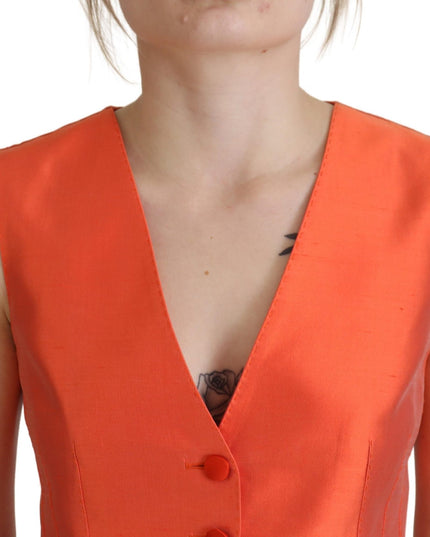 Dolce & Gabbana Orange Sleeveless Waistcoat Cropped Vest Top